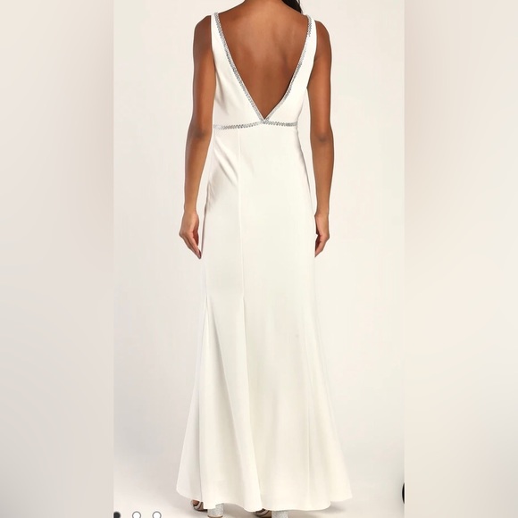 Lulus Mermaid White Rhinestone Maxi Dress - Picture 13 of 16